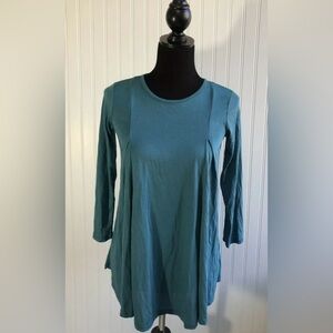 For All Seasons By Paper Crane Nordstrom Teal Keyhole Shirt Women Size Large